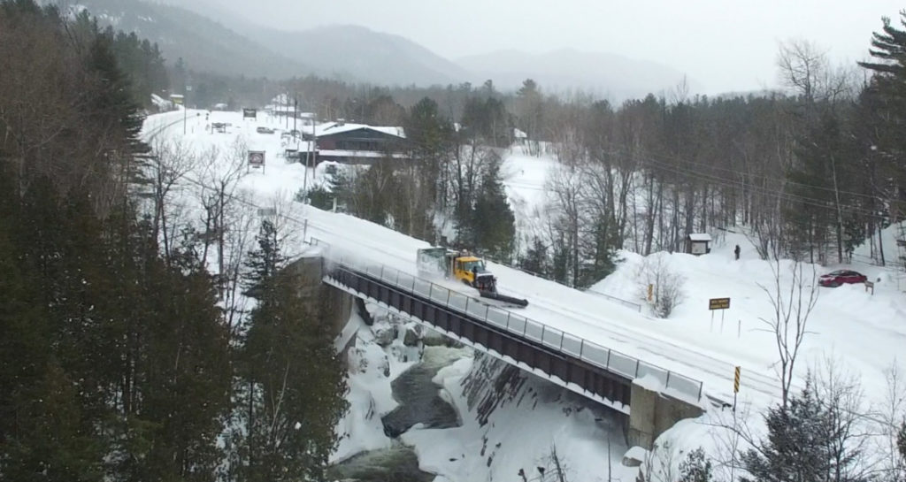 Salt truck on bridge