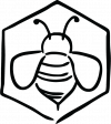 logo drawing of a bee inside a hexagon